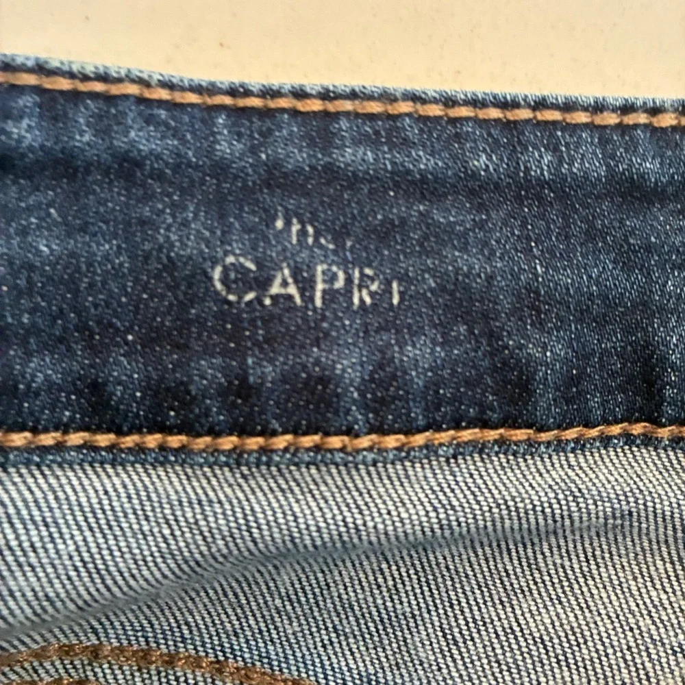 Liverpool Jeans Womens 12/31 Dark Blue Straight Leg Whiskered Stretch Cropped - Picture 9 of 16